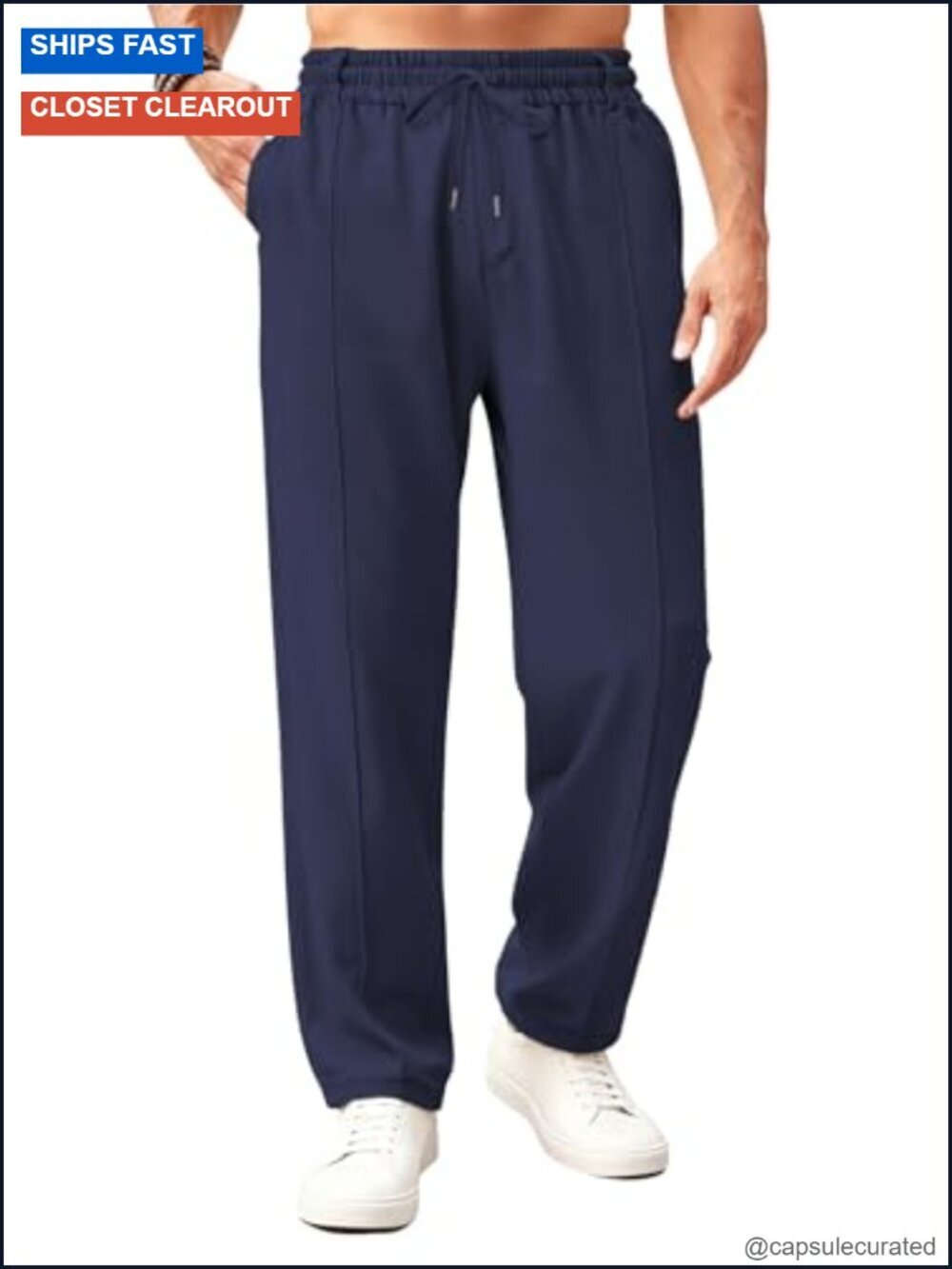 Men's Lightweight Drawstring Waist Casual Pants Straight Leg Sweatpants